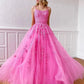 V-Neck Sleeveless Lace-Up Backless Criss-Cross Long Lace Wedding Guest Dress