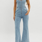 Flared Leg Denim Jumpsuit