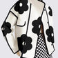 Black Flower Print Long Sleeves Short Coat