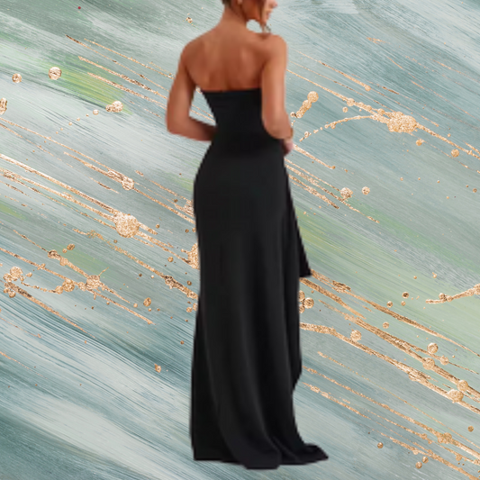 Strapless Sleeveless Long Slit Maxi Dress