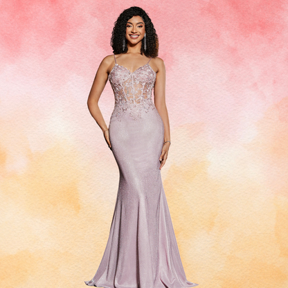 Pink Spaghetti Straps Prom Dress with Beading