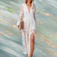 V-Neck Half Sleeves Lace Bohemian Maxi Dress