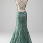 Sparkly Spaghetti Strap Backless Prom Dress