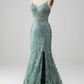 Sparkly Spaghetti Strap Backless Prom Dress
