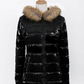 Black Hooded Faux Fur Puffer Winter Coat