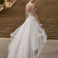 V-Neck Short Sleeves A-Line Knee-Length Bridal Dress