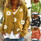 Women's Floral Print  Button Down Ribbed Sweater