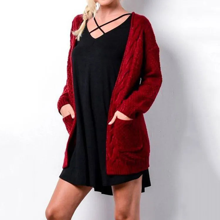 Women's Long Sleeves Cardigan Knitted Loose Sweater