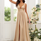 Princess Jersey Ruffles V-neck Sleeveless Sweep/Brush Train Bridesmaid Dress