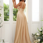 Princess Jersey Ruffles V-neck Sleeveless Sweep/Brush Train Bridesmaid Dress