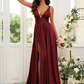 Princess Jersey Ruffles V-neck Sleeveless Sweep/Brush Train Bridesmaid Dress