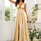 Princess Jersey Ruffles V-neck Sleeveless Sweep/Brush Train Bridesmaid Dress