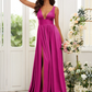 Princess Jersey Ruffles V-neck Sleeveless Sweep/Brush Train Bridesmaid Dress