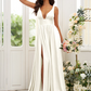 Princess Jersey Ruffles V-neck Sleeveless Sweep/Brush Train Bridesmaid Dress