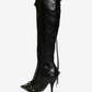 Bright Leather Pointed Toe Stiletto Knee High Boots