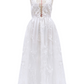 White V-Neck A-Line Tulle Wedding Dress