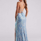 Sequin Backless High Slit Evening Dress