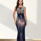 Sequin Round Neck Sleeveless Evening Dress