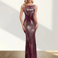 Sequin Round Neck Sleeveless Evening Dress