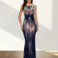 Sequin Round Neck Sleeveless Evening Dress