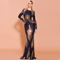 Sequin Round Neck Long Sleeves Evening Dress