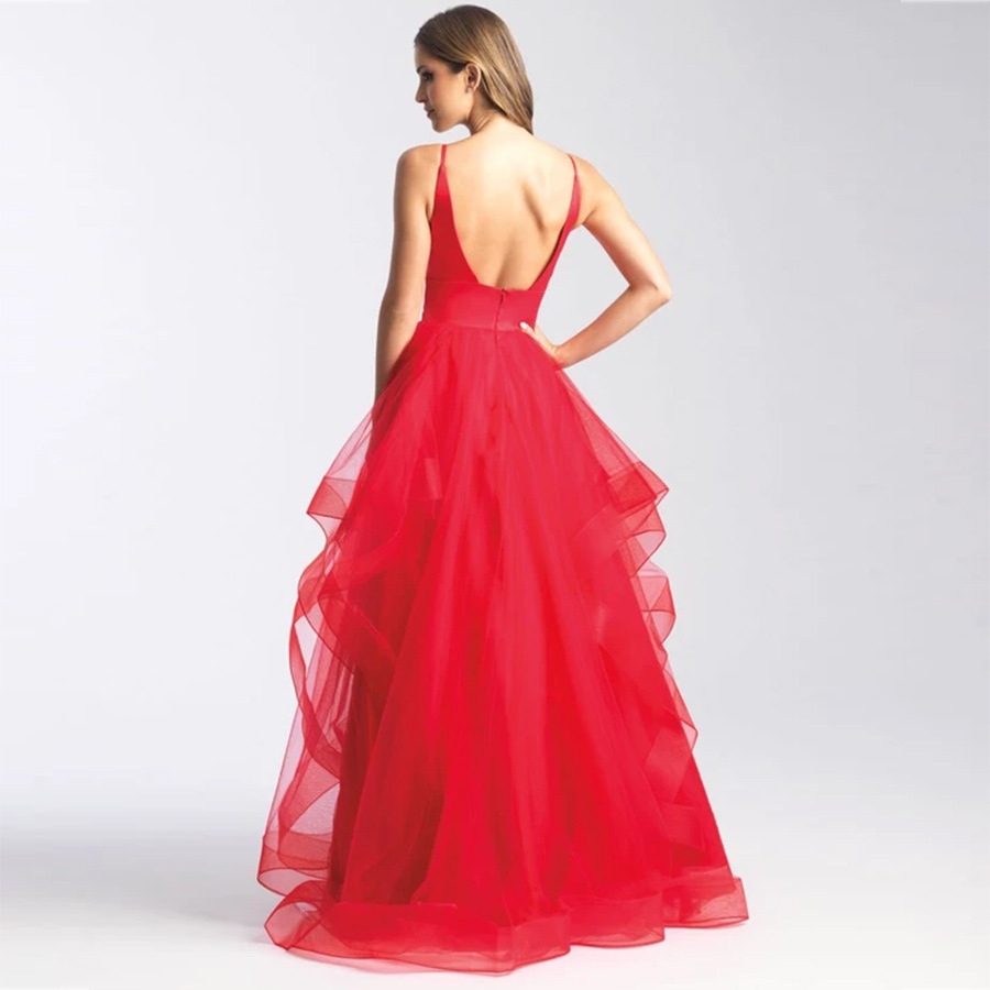 A-Line V Neck Sleeveless Prom Dress