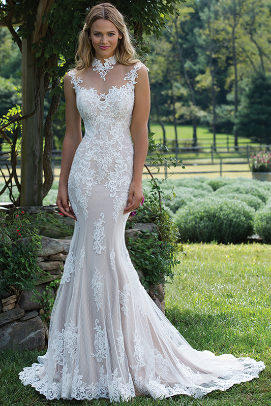 White Halter Neck Backless Wedding Dress