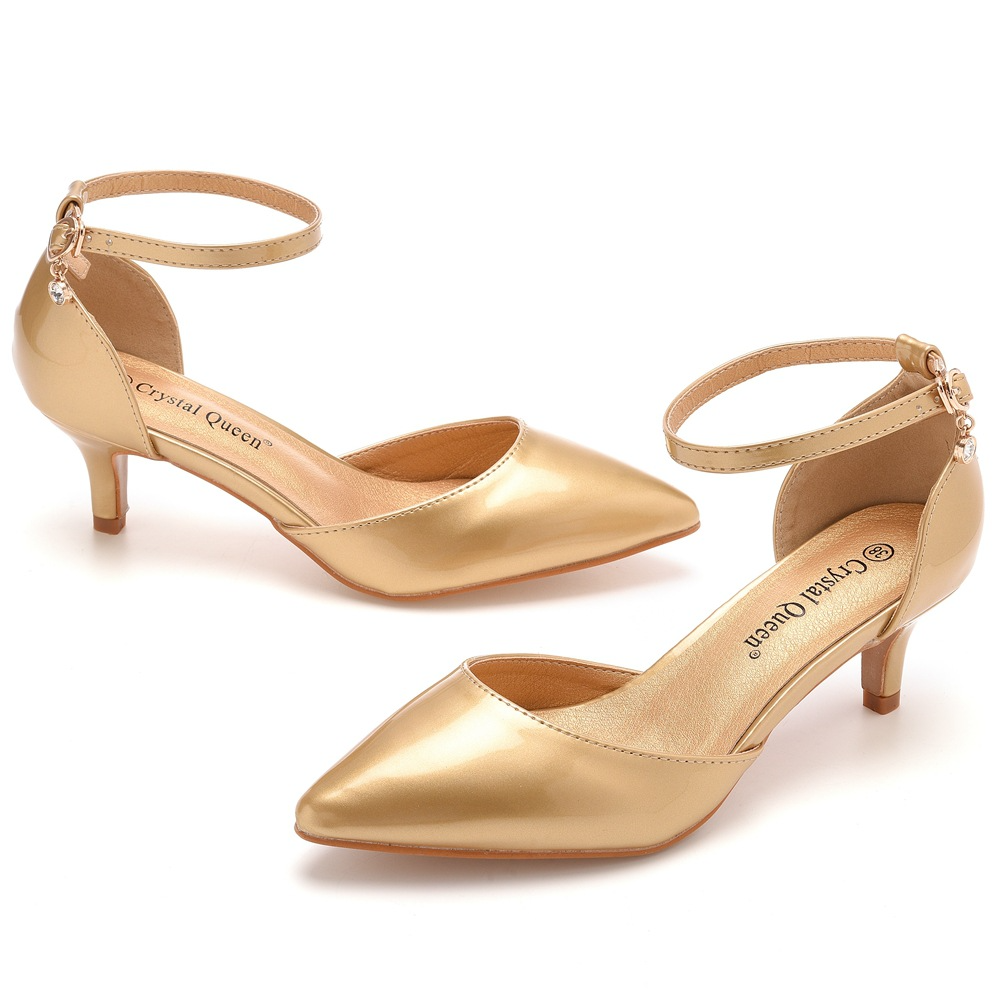 Simple Pointed Toe Ankle Strap Bridesmaid Shoes