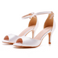 Satin Peep Toe Ankle Strap Wedding Sandals