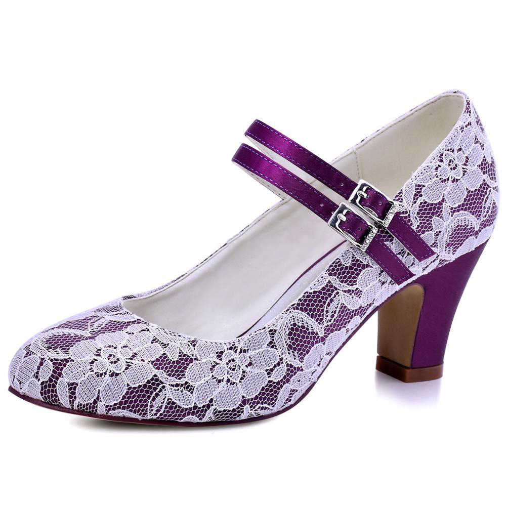 Lace Satin High Heel Closed Toe Wedding Heels