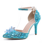 Crystal Rhinestone Pointed Toe Ankle Strap Wedding Heels