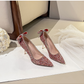 Bowknot Back Closed Toe Stiletto Heel Wedding Shoes