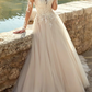 Lace Ball-Gown Long Sleeves Wedding Dresses With Romantic Tulle