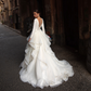 Long Sleeves Ball-Gown Wedding Dresses With Cascading Ruffles