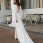 Elegant Lace Long Sleeves Wedding Dress With Split Front