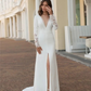 Elegant Lace Long Sleeves Wedding Dress With Split Front