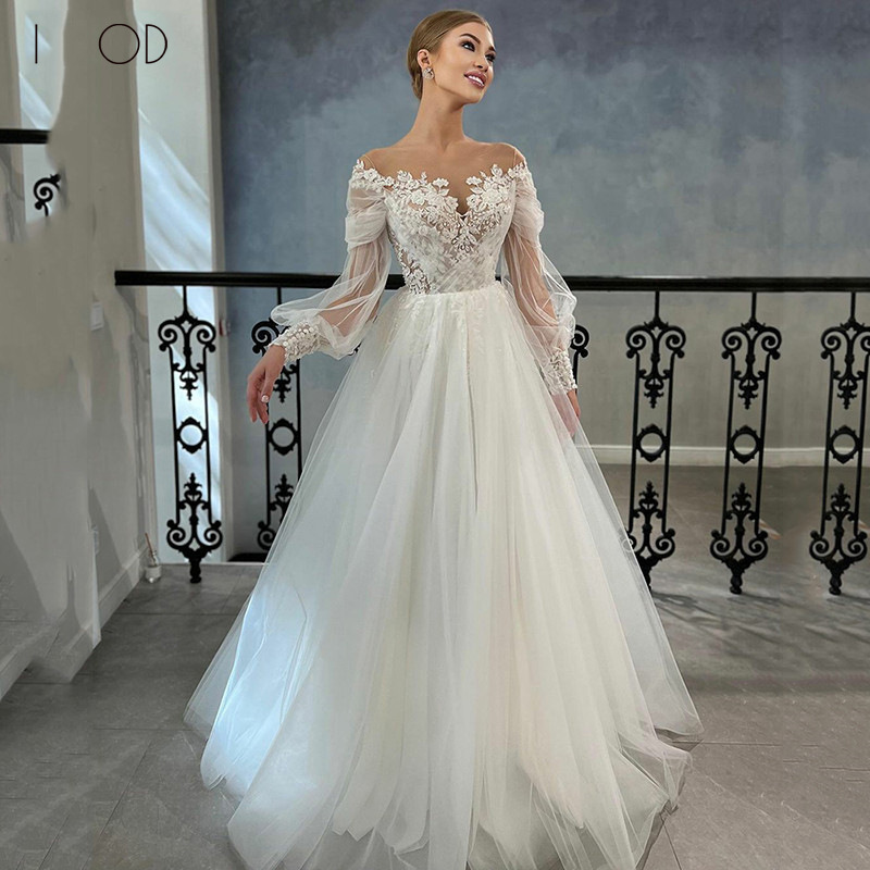 Princess Sweetheart Tulle Lace Sweep Train Wedding Dresses With Lace