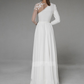 A-Line Scoop Neck Long Sleeves Sweep Train Wedding Dresses With Split Front