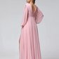 A-Line V-Neck Long Sleeves Chiffon Wedding Dress