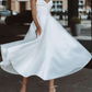 Simple Sleeveless Tea Length Wedding Dress