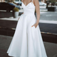 Simple Sleeveless Tea Length Wedding Dress