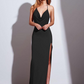 Halter Neck Backless Split Evening Maxi Slip Dress