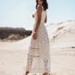 Deep V-Neck Lace Embroidered Hollow Maxi Dress