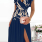 V-Neck Surplice Tank Flutter Sleeves Maxi Prom Dress