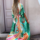 V-Neck Batwing Bohemian Printed Long Beach Cover-Up Dress