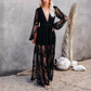 V-Neck Half Sleeves Lace Bohemian Maxi Dress