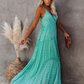 Green V-Neck Sleeveless Casual Floor Length Maxi Dress