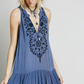 V-Neck Embroidered Sleeveless Bohemian Gypsy Beach Maxi Dress