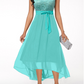 Turquoise Lace High Low Short Sleeve Dress