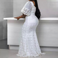 Plus Size Half Sleeve Floor-Length Patchwork Pullover Maxi Dress